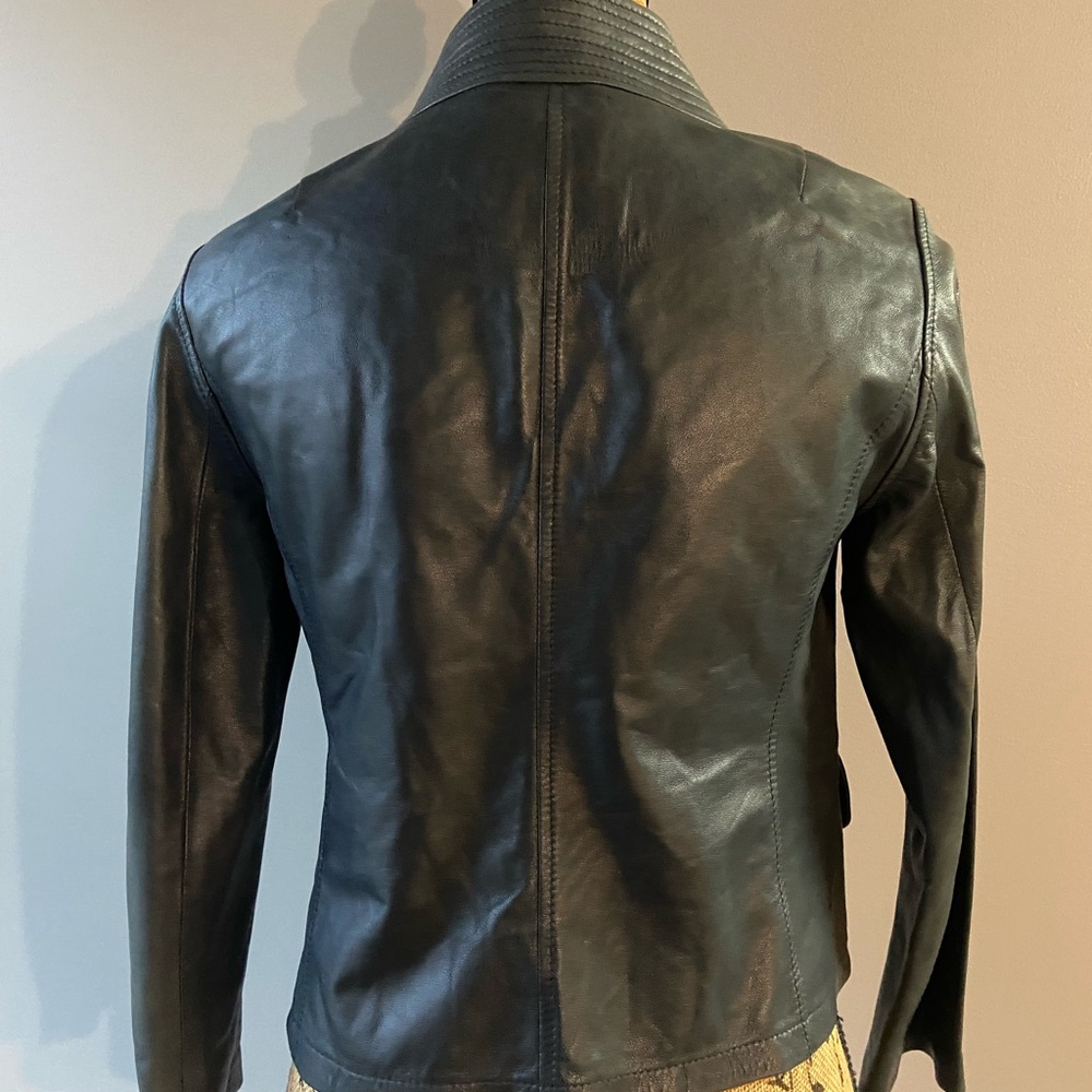 J Crew Sz S Steel Grey Leather Jacket - Picture 4 of 12